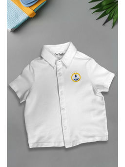 One Friday - White Cotton Half Sleeves Collar Neck Solid/Plain 1 Shirt