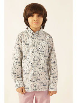 One Friday - Multi-Color Cotton Full Sleeves Collar Neck Printed 1 Shirt