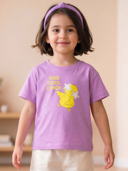 Campana - Purple Cotton Half Sleeves Crew Neck Graphic 1 T-shirt