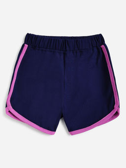 Campana - Girls Pure Cotton Contrast Detail Solid Shorts - Navy