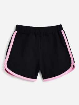 Campana - Girls Pure Cotton Contrast Detail Solid Shorts - Black