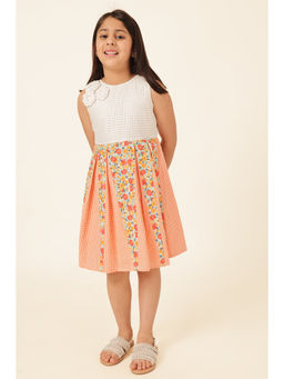 One Friday - Multi-Color Cotton Sleeveless Floral Knee Length Dress