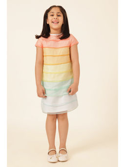 One Friday - Multi-Color Polyester Cap Solid/Plain Knee Length Dress
