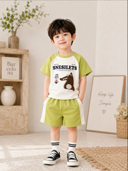 Googo Gaaga - Boys Dinosaur 3D Toy Colorblock T-shirt with Shorts