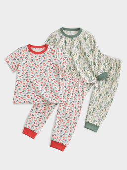 Keebee Organics - Multi-Color Organic Cotton Crew Neck Tops With Pyjama ( Pack Of 2 )