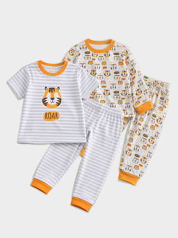 Keebee Organics - Multi-Color Organic Cotton Crew Neck Tops With Pyjama ( Pack Of 2 )