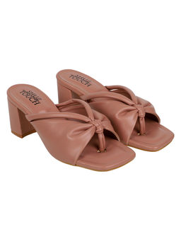 SHUZ TOUCH - Women Latest Design Open Toe Solid Bermi Heels - Nude