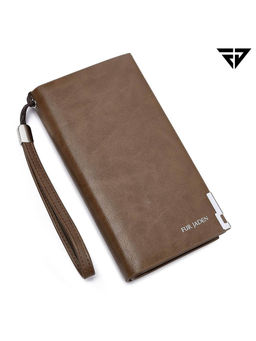 FUR JADEN - Beige Stylish Long Wallet with Zip Pocket, Multiple Card Holders and Phone Pocket