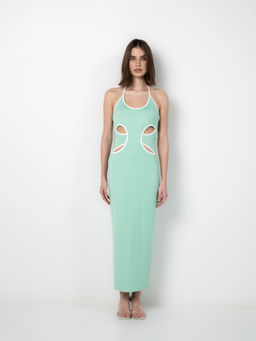 SOTBELLA - Striking Aqua Cutout Dress