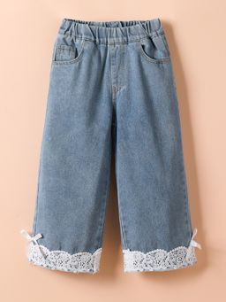 Hopscotch - Girls Blue Lace Embellished Jeans