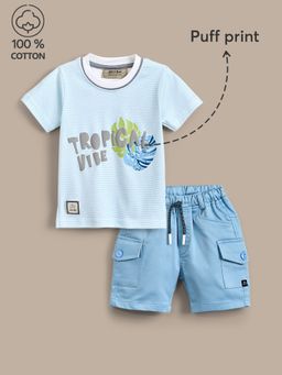 Hopscotch - Boys Blue Summer Tropic T-Shirt & Shorts