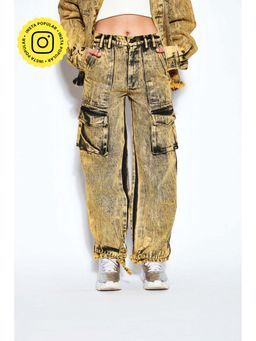 The Clothing Factory - 90s Baggy Denim Unisex Cargo Jeans Yellow