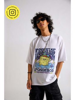 The Clothing Factory - Spongebob- Absorb the Love Oversized T-Shirt-White