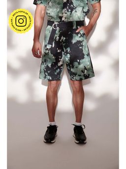 The Clothing Factory - Green Tie & Dye Twill Shorts for Men