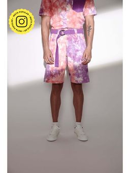 The Clothing Factory - Pink Tie & Dye Twill Shorts for Men