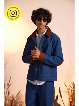 The Clothing Factory - Vintage-Inspired Denim Jacket with Brown Corduroy Trims