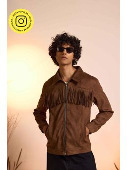 The Clothing Factory - Fringe Relaxed Fit Suede Men Jacket-Brown
