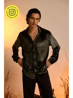 The Clothing Factory - Green Velvet Oversized Shirt