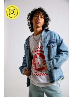 The Clothing Factory - Spongebob The Secret Recipe Printed Canvas Men Oversized Denim Jacket