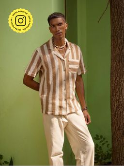 The Clothing Factory - Brown Stripe Half Sleeves Shirt