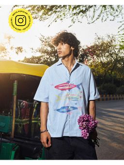 The Clothing Factory - Azure Reef Striped Resort Blue Shirt