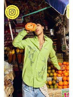 The Clothing Factory - Koi Serenity Embroidered Green Shirt