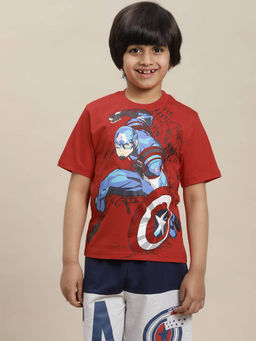 Kidsville - Captain America Printed Regular Fit T-Shirt For Boys