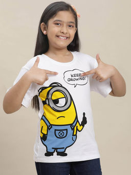 Kidsville - Minions Printed Regular Fit T-Shirt For Girls