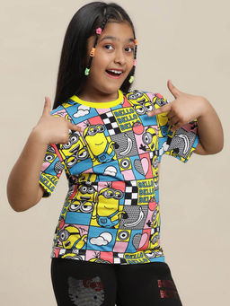 Kidsville - Minions Printed Regular Fit T-Shirt For Girls