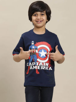 Kidsville - Captain America Printed Regular Fit T-Shirt For Boys
