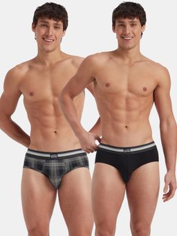 Jockey - UI20 Men Super Combed Cotton Elastane Brief - Black print (Pack of 2)