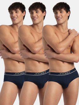 Jockey - 8037 Men Super Combed Cotton Solid Brief - Navy (Pack of 3)