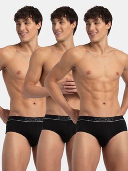 Jockey - 8037 Men Super Combed Cotton Solid Brief - Black (Pack of 3)