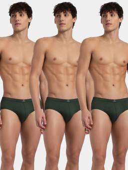 Jockey - 8035 Men Super Combed Cotton Solid Brief - Deep Forest (Pack of 3)