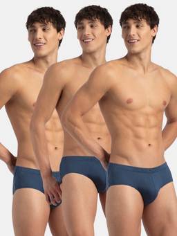 Jockey - 8035 Men Super Combed Cotton Solid Brief - Dark Denim (Pack of 3)