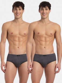 Jockey - 1009 Men Super Combed Cotton Rib Solid Brief - Magnet (Pack of 2)