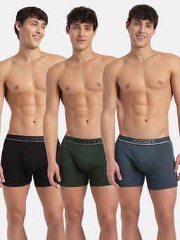 Jockey - 8009 Men Cotton Solid Boxer Brief - Black, Deep Forest and Deep Slate(Pack of 3)