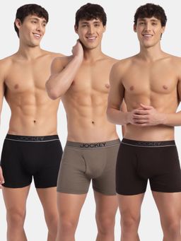 Jockey - 8009 Men Cotton Solid Boxer Brief - Black, Dark Khaki and Brown (Pack of 3)