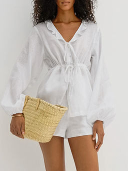 Miakee - White Solid Pj Mood Co-Ord (Set of 2)
