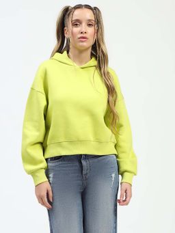 Madame - Women Solid Neon Green Hoodie
