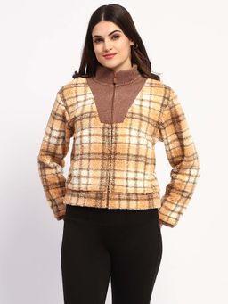 Madame - Women Checks Brown Sweatshirt