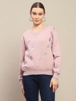 Madame - Women Embellished Crape Sweatshirt