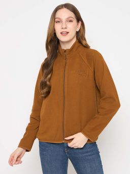 Madame - Raglan Sleeve Embroidered Brown Sweatshirt