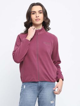 Madame - Raglan Sleeve Embroidered Plum Sweatshirt