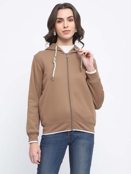 Madame - Bonded Fleece Placement Brown Sweatshirt
