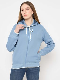 Madame - Bonded Fleece Placement Light Blue Sweatshirt