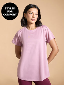 Kica - Quick Dry Active T-Shirt with Curved Hem and Flattering Hip-Length Fit - Stride Training Collection Peach