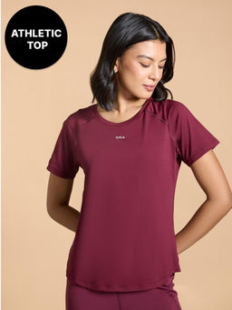 Kica - Regular Fit Active Top in DryFit Fabric - Stride Training Collection Maroon