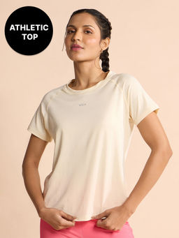 Kica - Regular Fit Active Top in DryFit Fabric - Stride Training Collection Off White