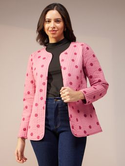 Pink Fort - Cotton Reversible Quilted Jacket - Pink